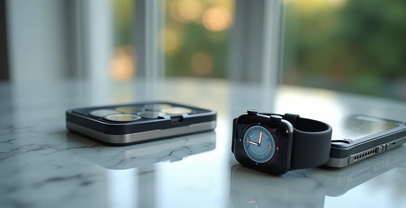 Smartphone e smartwatch sincronizzati per gestione terapie con pilloliere smart in background