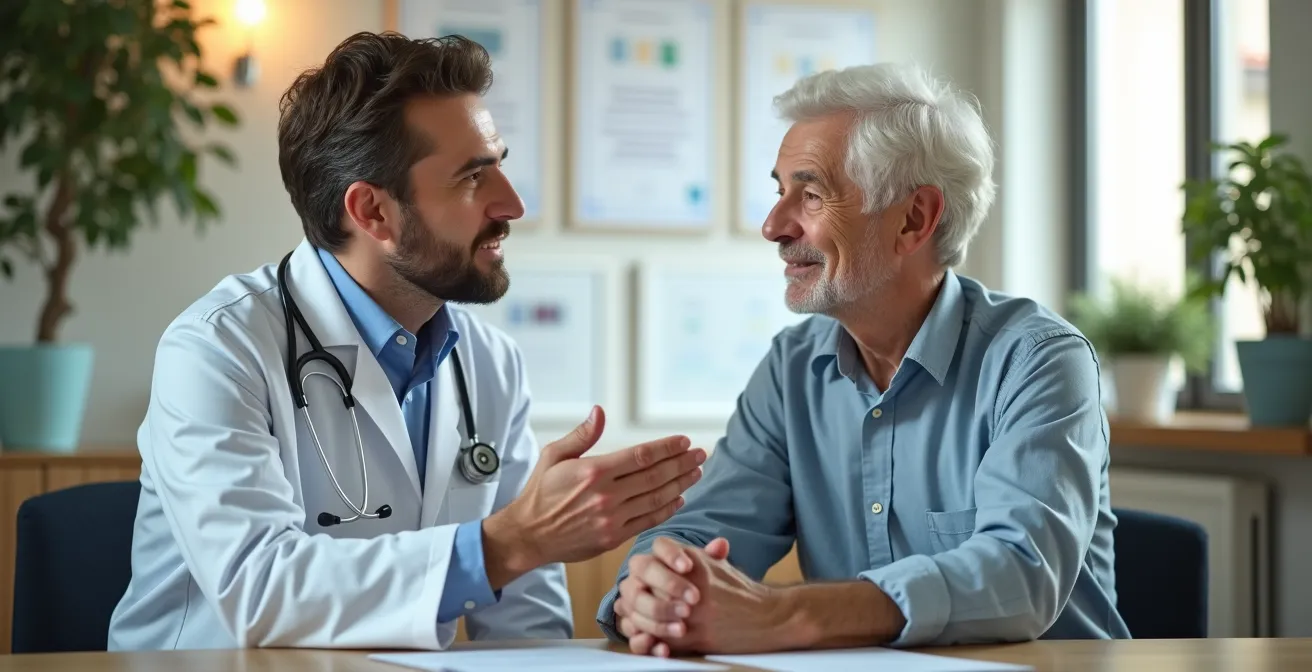 Medico e paziente in ambulatorio durante consulto professionale