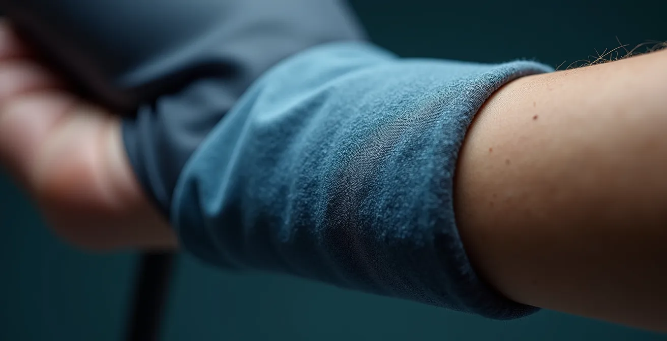 Dettaglio ravvicinato del bracciale di un misuratore di pressione